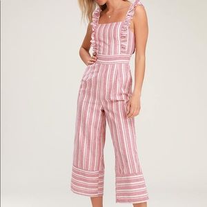 Lulus striped wide leg jumpsuit Valentine’s Day